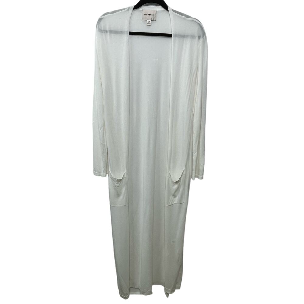 Industry Republic Sheer Long Sleeve Open Front Cardigan Ivory White Women's Med